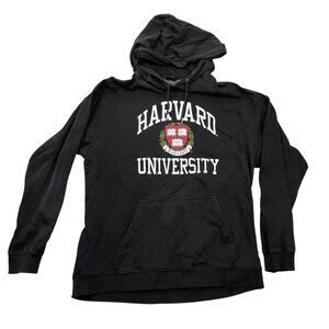 Harvard University Mens Hoodie Sweatshirt Size XL Black Pullover Graphic Print
